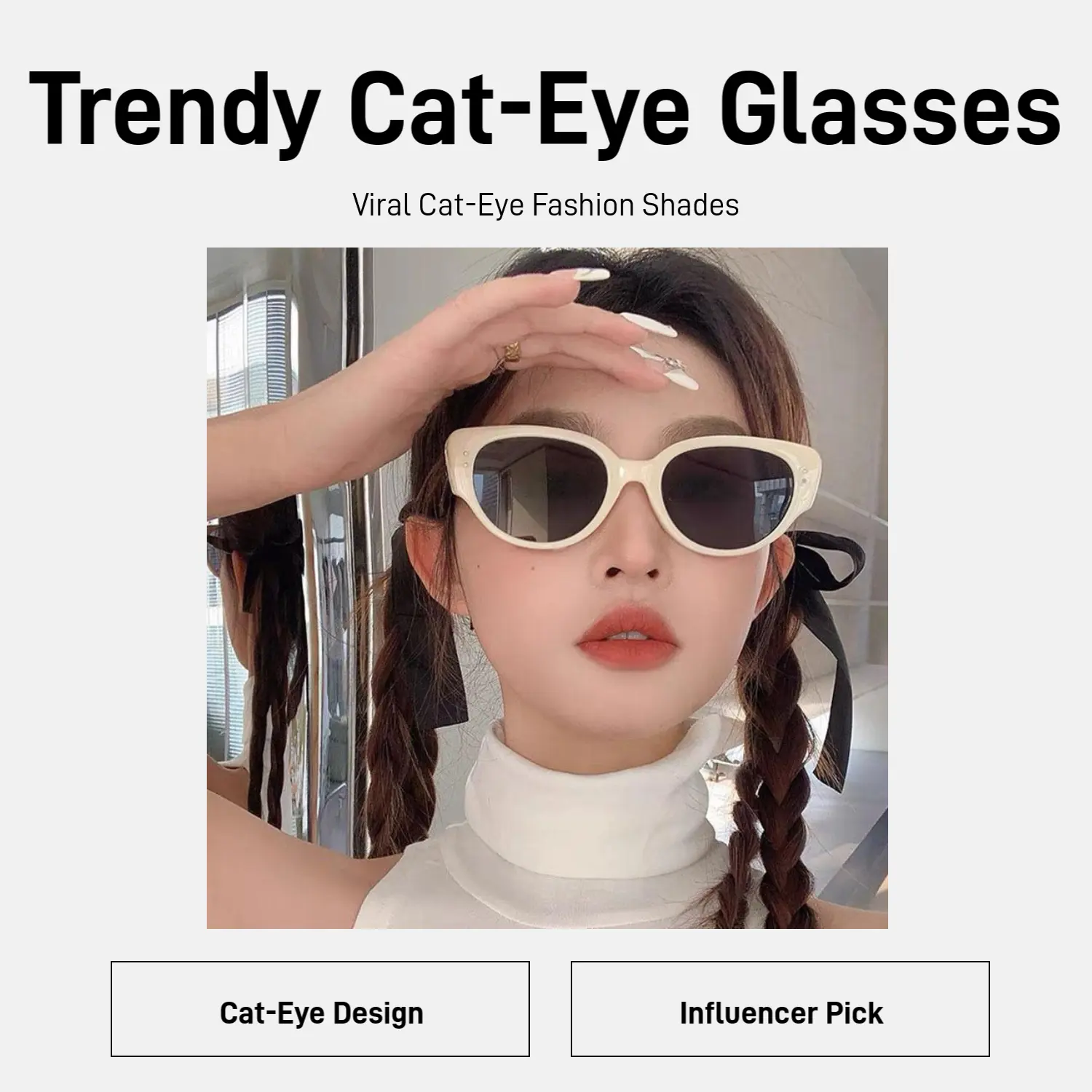 Women's Unisex Cat-Eye Sunglasses - Influencer Pick, High-End Frame Shades, Viral Stylish Accessory for Fashion Statements, Casual Wear