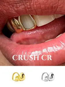 CRUSH CR Y2K Star Cutout Grillz, Gold/Silver Plated Teeth Grillz Caps, Perfect for Baddie OOTDs, TikTok Fits, Night Outs and Alt Streetwear Aesthetic
