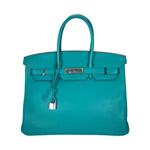 Pre-owned HERMÈS Clemence Tote Bags Birkin 35 Blue Paon