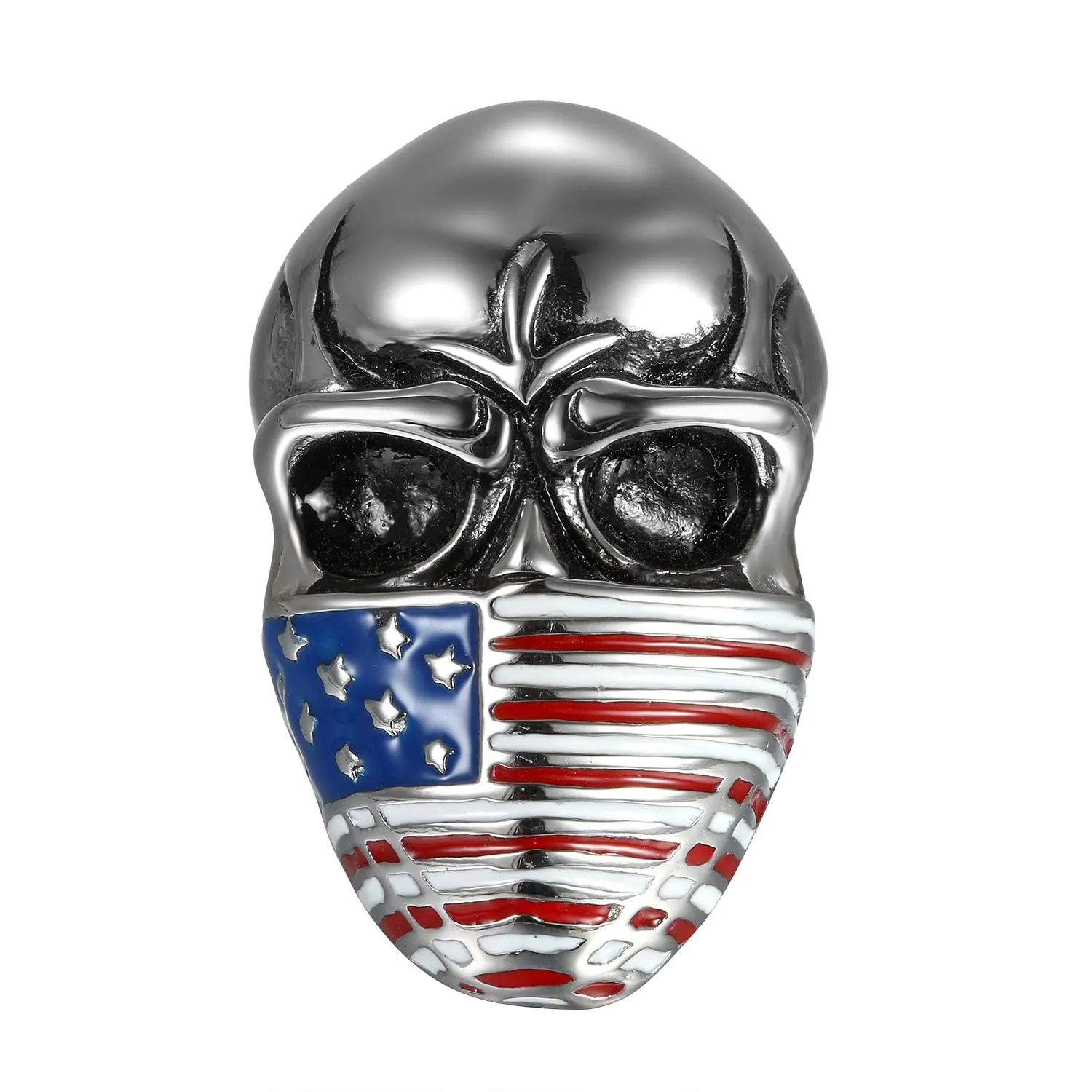 OIDEA Men's American Flag Skull Ring, Patriotic Biker Style Stainless Steel Statement Jewelry, Ultra-Wide 4.1cm Metal Band, Jewelry Rings, Metal Rings
