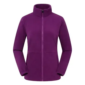 Women's Solid Color Polar Flee Zip Up Jacket, Casual Long Sleeve Windproof Warm Outerwear for Skiing, Women's Sportswear for Fall & Winter, Athletic Jackets, Zippered Jacket