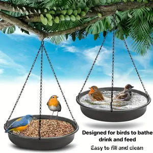 New Outdoor Hanging Bird Bath Bowl & Feeder Tray, Garden Decoration Automatic Bathing Bird Bath Water, Yard Ornament, 1pcs