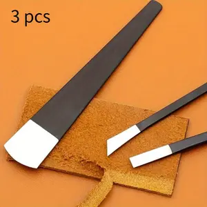 3pcs Leathercraft Knife Set - Stainless Steel Edge Thinning & Cutting Tools for DIY Projects, Bevel Blades Included, Hand Tools