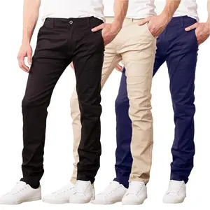 3-Pack Men's Slim Fit Cotton Stretch Classic Chino Pants (Sizes, 30-40) No.242