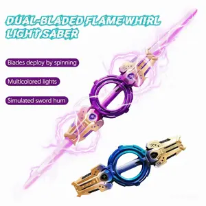 Double-Bladed Spinning Lightsaber Toy with Dynamic Sound Effects, Multiple LED Light Modes, Type-C Charging, and Retractable Extending Blades. Perfect for Cosplay and Spinning Action. The Ultimate Summer, Holiday, and Birthday Gift for Kids! Multi-Color t