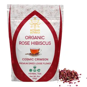 Kosha Botanica - Rose Hibiscus Tea Cosmic Crimson (50+ Cups) | Organic, Premium Dried Loose Flower Blend for Antioxidant Support & Radiant Wellness