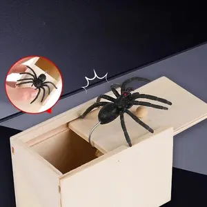 Halloween Mini Scare Box Wooden Trick Spider Funny Prank Toy for Friends Joke Gifts Home Party Spooky Accessories