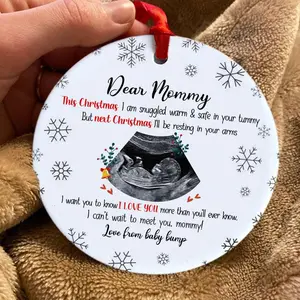 Personalized Christmas Gift For Mom To Be - Next Christmas I'll Be Resting In Your Arm Ornament, Christmas Decoration For Mother To Be, Xmas Present For Expecting Mom From Bump