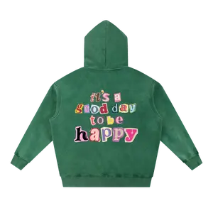 Good Day to be Happy Wash Fleece Oversize Hoodie