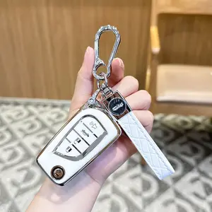For Toyota Key Fob Cover with Keychain,  Soft TPU Key Case Protection Shell Fit for Toyota Fortuner Tundra Camry RAV4 Highlander Corolla Smart Key Holder