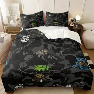 2/3 Pcs Bape Camo Print Duvet Cover Set, Dark Streetwear Style Bedding Set, Suitable for Boys' Bedrooms, Trendy Toy Collection Rooms and Personalized Apartments, Creating A Personalized Bedroom