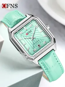 Unisex Ofns Quartz Watch, Simple Square Dial, Luminous Waterproof Fashion Wristwatch, Stylish Analog Display, Casual Wear, Water Resistant Wristwatch