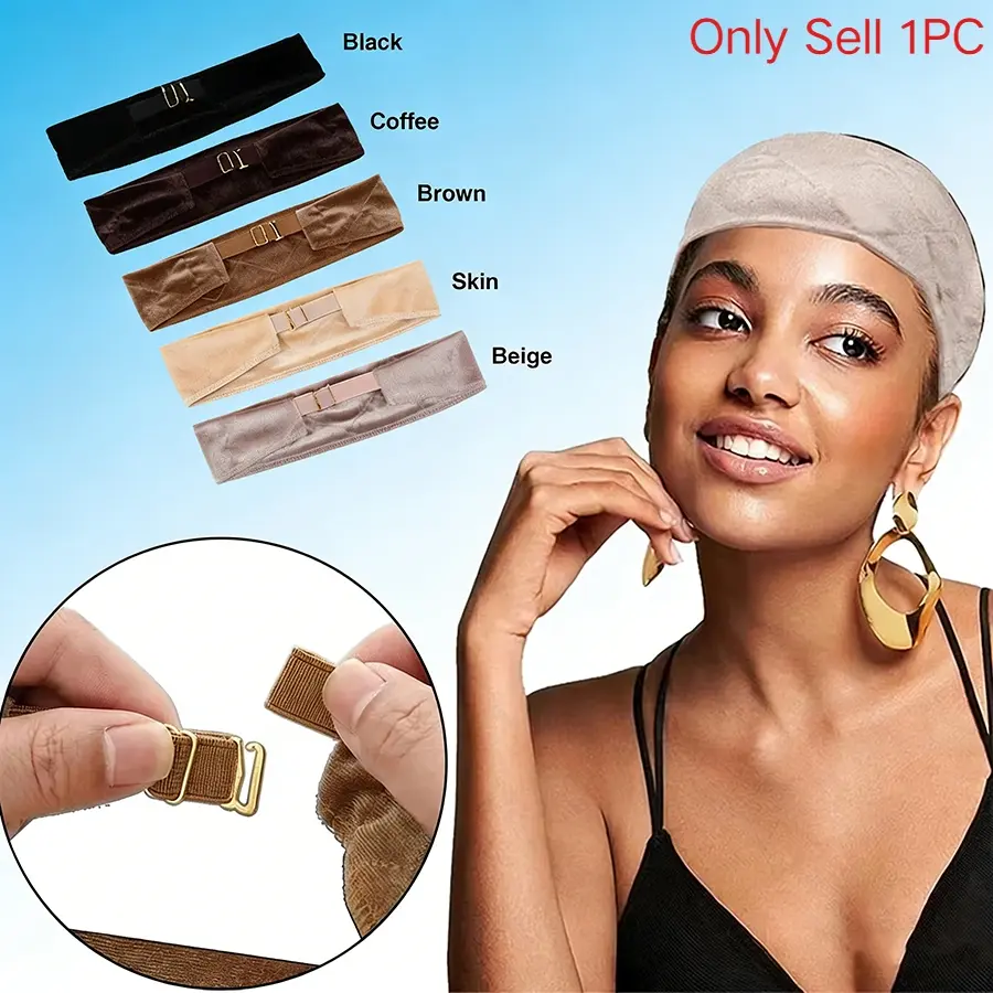 1Pc Velvet Wig Grip Headband, Adjustable Elastic Band, Non-Slip Stretch Cotton Wig Scarf, Headband Head Wrap, Headbands for Wigs