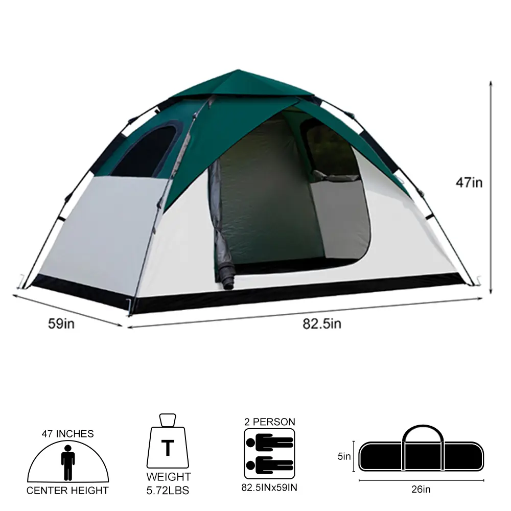 2-Person Camping Tent, 4-Season Freestanding Dome Shelter, Double-Layer, Waterproof, Lightweight & Compact for Hiking, Lightweight Canopy Shelter, Camping Tent For 2