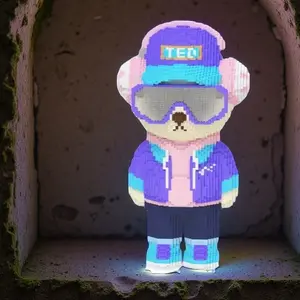 6586 Piece Cartoon Rock Teddy Bear Set, Building Block Model, Creative Desktop or Room Decoration, Birthday Gift Idea