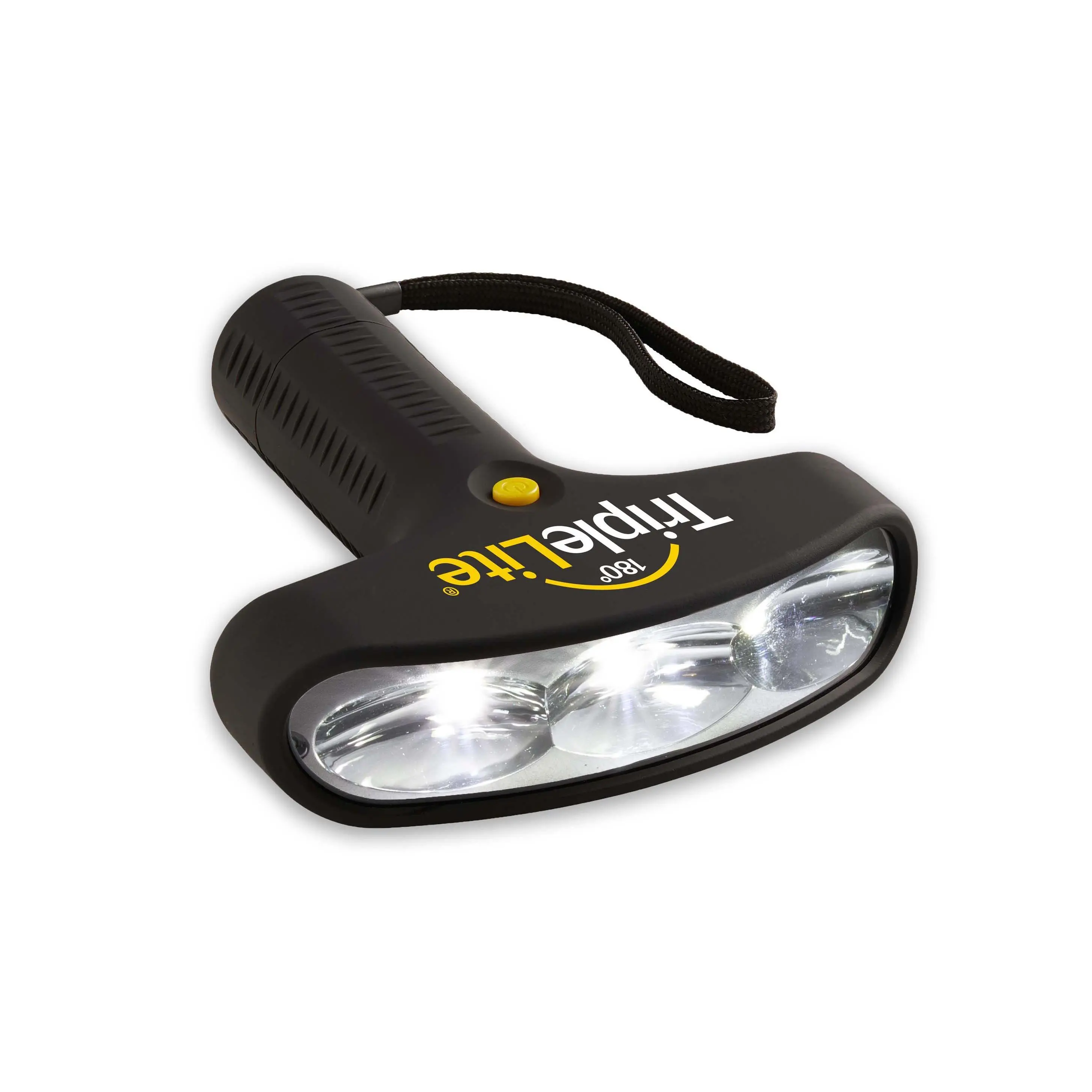 TripleLite TL800 180° Wide Beam Flashlight, 800 Lumens, Patented 3-LED Flashlight with High Low Strobe Settings, Water Resistant, Drop Resistant, Lanyard, 3 AA Batteries Included