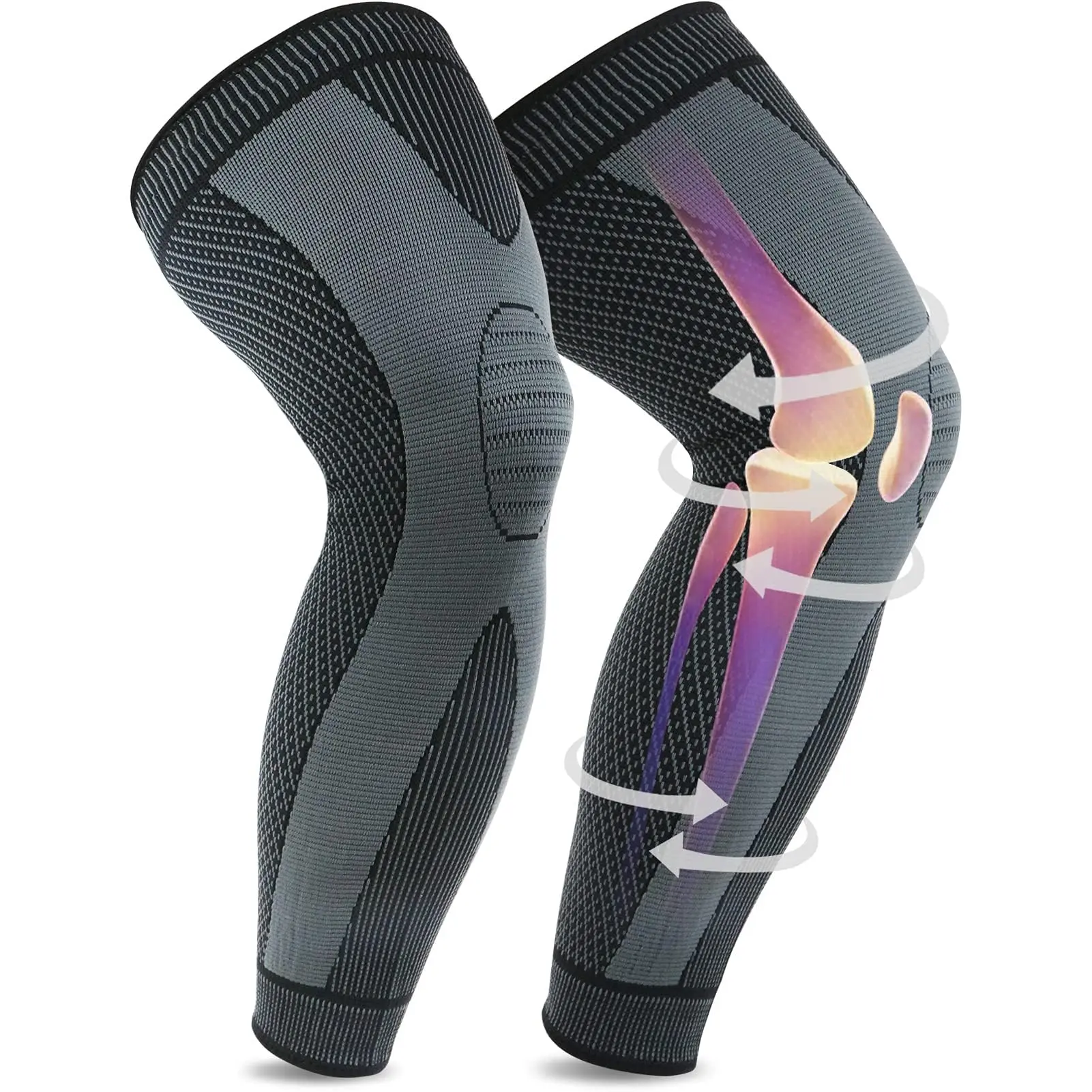 Unisex Compression Knee Sleeve Pair - Volleyball Knee Pad, Anti-Injury Sporty Protective Gear, Full Leg Coverage, 360° Fit, Anti-Slip Grip, Breathable Knit for Pain Relief, Joint Support, Knee Pad Volleyball Sports Knee Sleeve Knee Saver