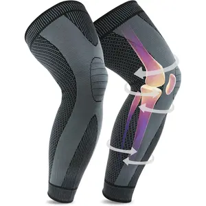Unisex Full Leg Sleeve Knee Braces Pair - 360° Fit, Anti-Slip Grip, Graduated Compression, Breathable Knit for Knee Pain Relief, Sports Joint Support, Meniscus Tear & ACL Arthritis Care