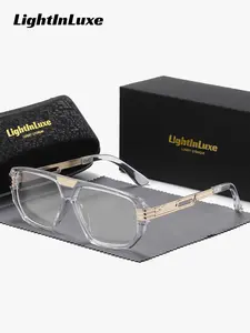 Lightinluxe 1 Pair Unisex Lightweight Frames Full Frame Anti Blue Light Plano Glasses Effortless Wear Geometric Frame Plano Glasses Men