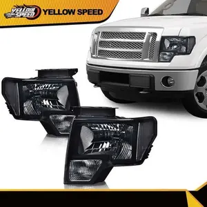 Pair Fit For 2009-2014 Ford F150 Pickup Smoke Lens Clear Corner Headlights Lamps