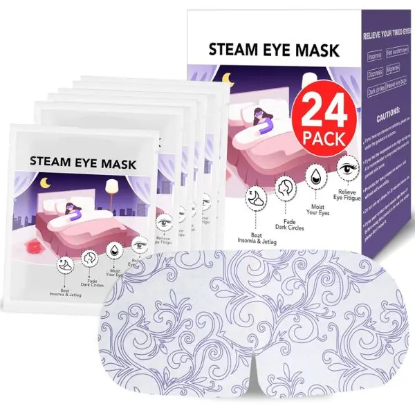 24 Pack Steam Eye Masks for Dry Eyes Self Heating Warm Eye Mask Disposable Puffy Eyes, Dark Circles, Eye Strain & Stress Relief Heat Therapy Eye Mask for Relaxation & Sleep