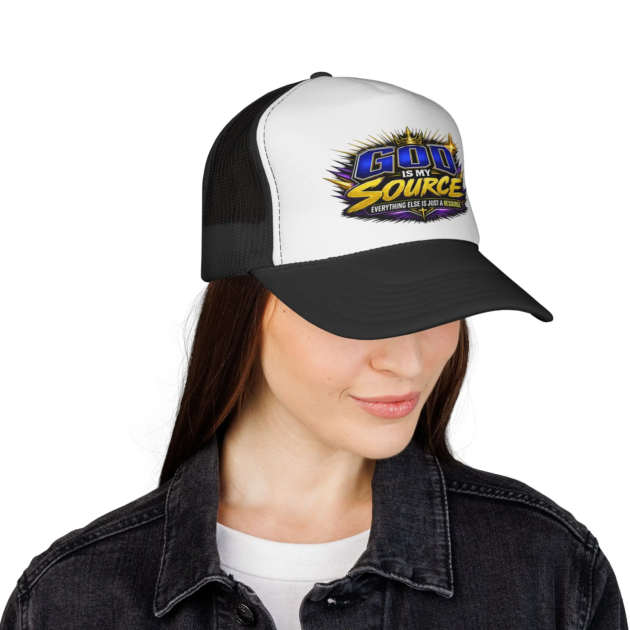 God Is My Source Trucker Cap | Christian Faith Graphic Hat