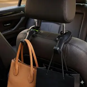 Universal Car Rear Seat Headrest Hooks 2-Pack, Heavy Duty Multi-Function Vehicle Storage Hook, 11lb Weight Capacity, Easy Hanging for Bags Wallets Shopping, Car Organizer Must-Have