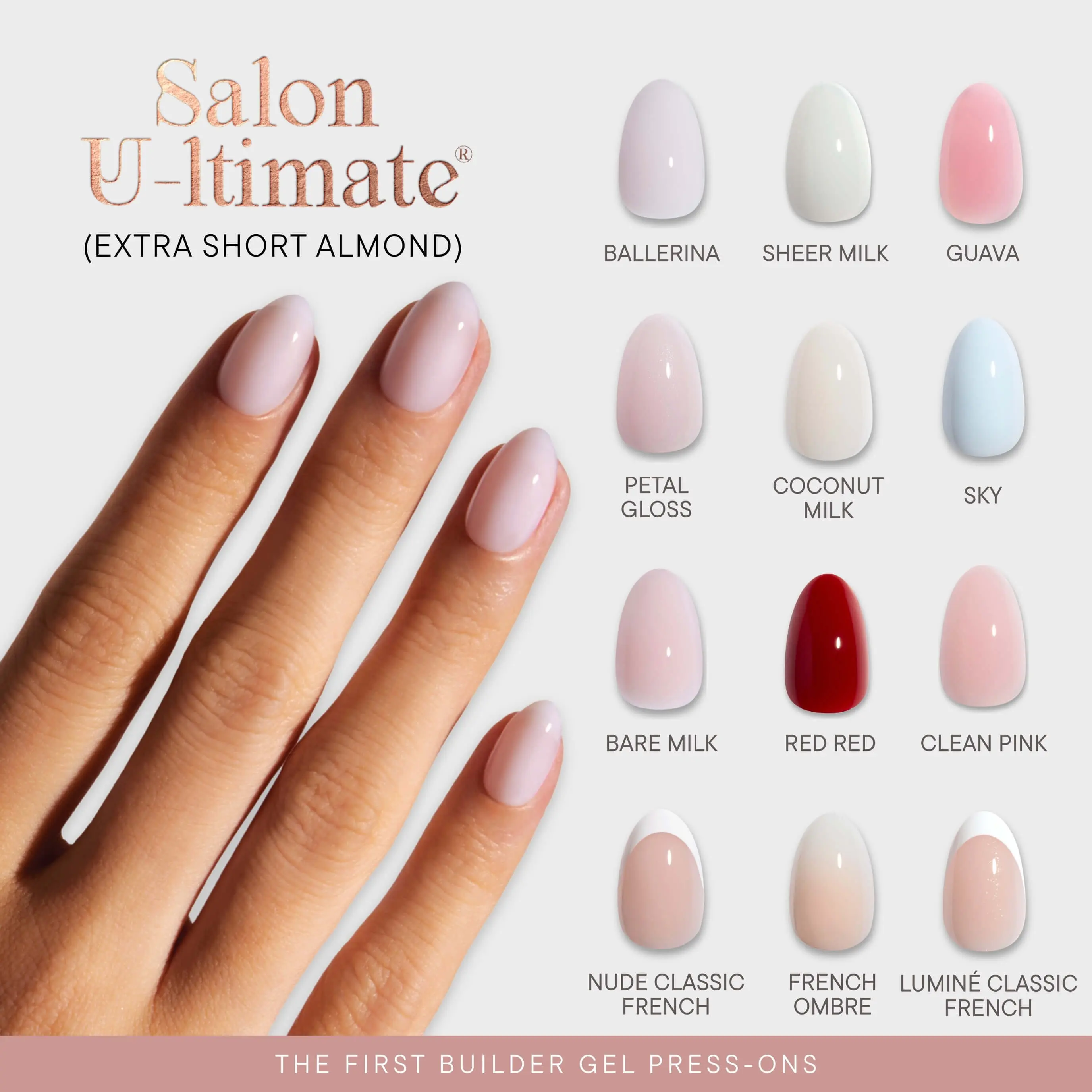Celebritips Salon U-ltimate® Extra Short Almond Press On Nail Collection