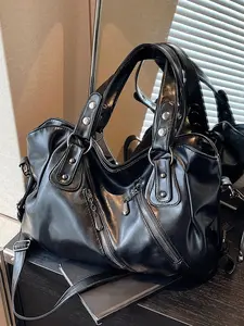 Fashionable Dark Motorcycle Style Stylish Crossbody Bags, Shiny Metal Buckle All-match Tote Bag, Trendy Retro Punk Style Multi-zipper Design Shoulder Bag, Suitable for Daily Travel, Street Shooting, Etc., High Quality Bag, Elegant Shoulder Bag