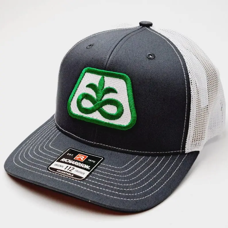 Pioneer Seed Richardson 112 Trucker Hat - Charcoal Grey Front & White Mesh | Premium Embroidered Agriculture Patch Snapback Cap | Classic Farm Lifestyle Hat | Breathable Adjustable Outdoor Cap for Men & Women