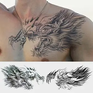 2 Pcs Large Cool Dragon Temporary Tattoo Stickers, Waterproof Realistic Chinese Dragon Body Art, Easy Apply Remove Fake Tattoos