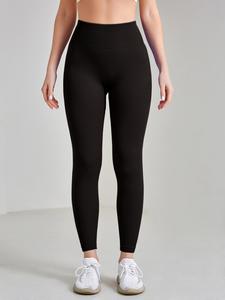 women's plain high waist sports leggings, sporty compression skinny pants, women sport & outdoor bottoms for yoga gym workout running, women's tight pants, tummy control