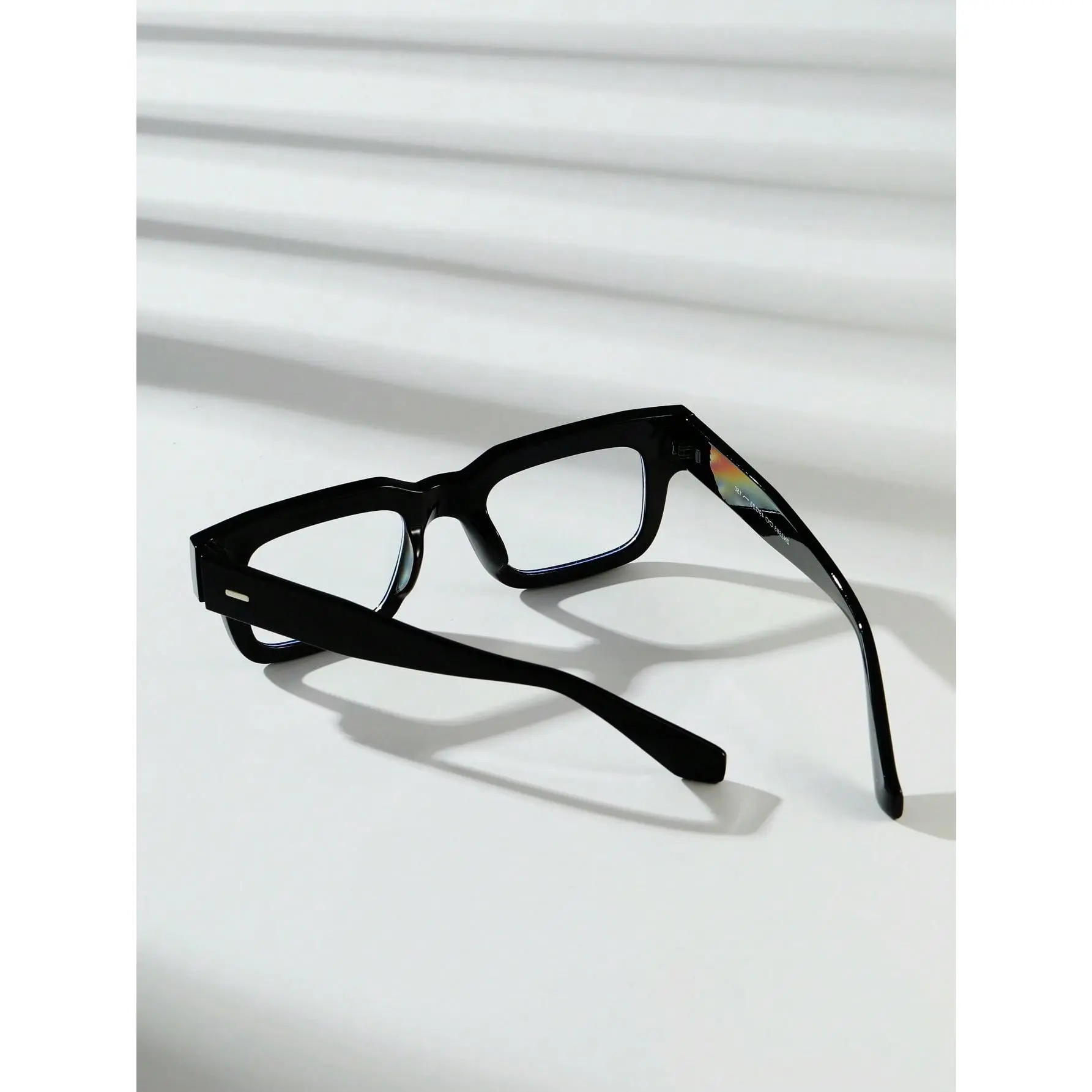 1pc Men's Thick Frame Retro Classic Japanese And Korean Style Selfie Square Optical Glasses With Acetate Frame (With Eyeglass Cord), Suitable For Blocking For Reading And Computer Games Clear Glasses Accessories