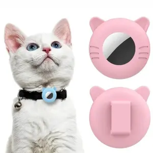 For Airtag Cat Collar Holder Small Air Tag Cat Collar Holder Silicone Case Cover for Cat Dog Pet Collar Harness Loop Supplies