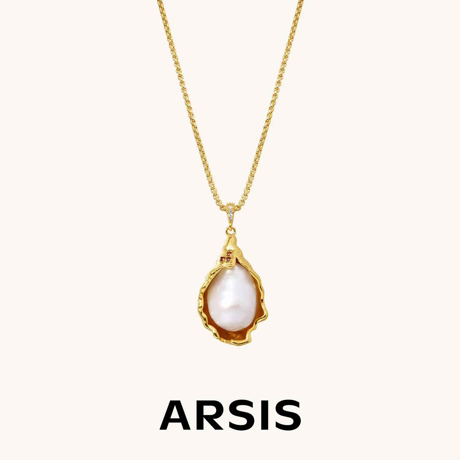 Innocence Age Venus Baroque Pearl Pendant Necklace | 14K Gold-Plated Irregular Pearl Necklace for Women