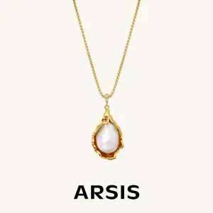 Innocence Age Venus Baroque Pearl Pendant Necklace | 14K Gold-Plated Irregular Pearl Necklace for Women