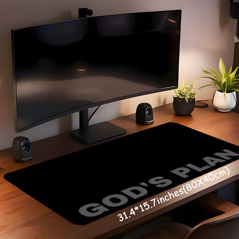 Black God's Plan Design Extra Large Gaming Mouse Pad,Aesthetic Desktop Drotection Pad,Washable Rubber Pad Non-Slip Lock Edge Multi-Size Mouse Pad Suitable For Home Office,Good Gift for Family and friends, Extended Mousepad