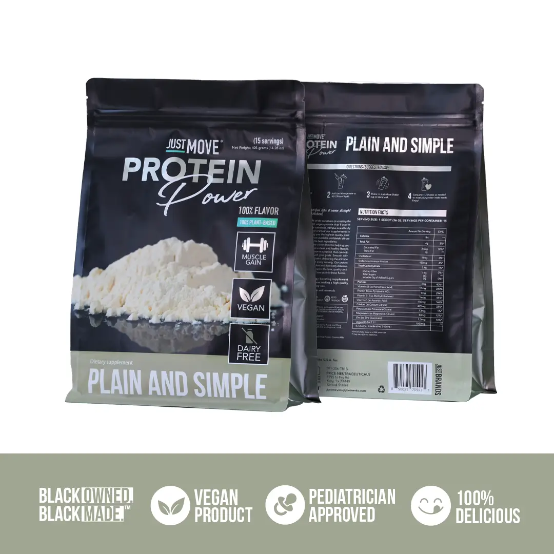 Just Move Protein Power Plain And Simple Unflavored Vegan Organic Dairy Free Gluten Free Keto 20g Protein Low Carb Non GMO Supplement