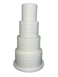 FromJennWithLove 4 Tier Textured Fake Wedding Cake - Ivory 24 Inch Tall Decor for Event Planners, Parties