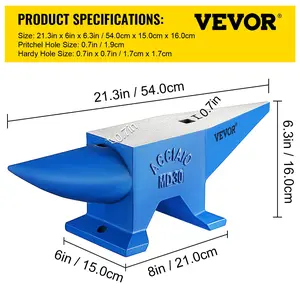 VEVOR Pro Horn Anvil, 30KG/66.1LBS Weight Steel Anvil Blacksmith Blacksmith Anvil, Portable Rugged Cast Iron Anvil Blacksmith Anvil Stable Workbench Blacksmith Forge Anvil Tool