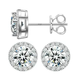 Lab Created Moissanite Stud Earring S925 Sterling Silver Moissanite Jewelry Perfect Mothers Day Gift for Men Women Wedding Set