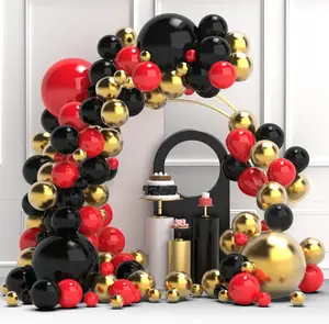 Red Black Gold Balloon Garland Arch Kit, 134pcs Red Black Metallic Gold Confetti Balloons for Casino Theme Party Decorations, New Year, Birthday, Graduation, Hollywood Theme Party Decorations