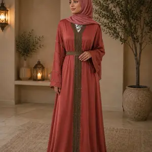 Dubai luxury 1-piece abaya with matching hijab and belt