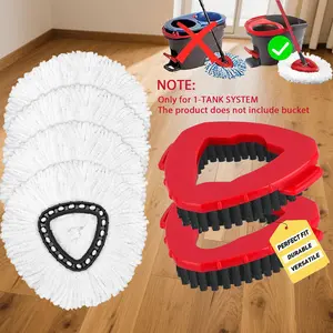 Mop Head & Scrub Brush Refill Bucket For O-Cedar EasyWring 1 Tank System & NOT Included Handle Perfect Suitable Microfiber Spin Mop For All Floor Type