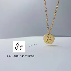 Custom Double Side Engraved Disc Necklace 10mm 15mm 20mm Gravure Personalized Carved Necklace Engrave Pattern Symbol Handwriting