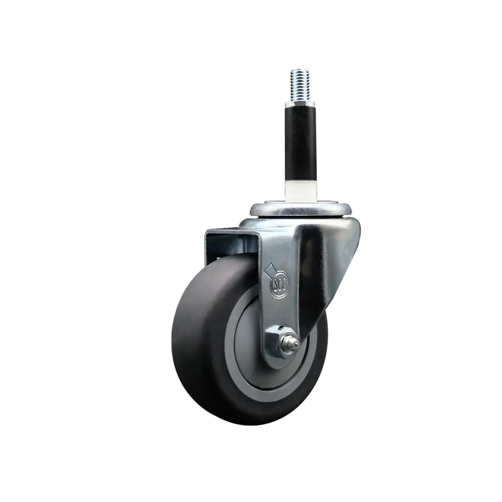 Service Caster SCC-EX20S3514-TPRB-78 Thermoplastic Rubber Swivel Expanding Stem Caster, 3.5 in. Wheel Diameter Gray Furniture Moving Wheel, 0.87 in. Stem Diameter, 230 lbs Load Capacity, Ideal for Shop Projects, Casters