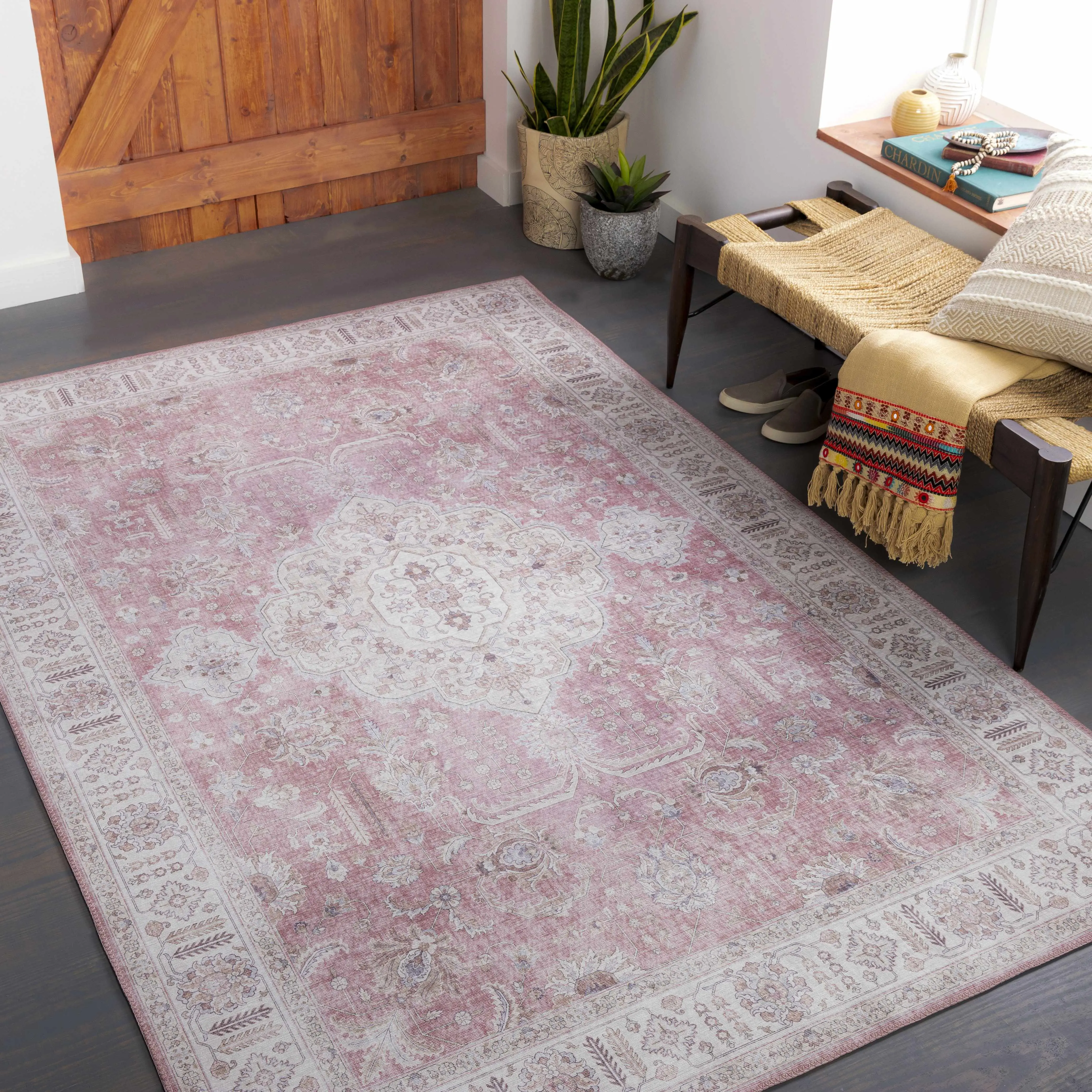 Bergman Distressed Look Red Area Rug - Multi-Size Indoor Use Home Decor for Living Room, Bedroom, Home Decor Rug