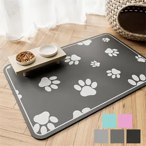 Pet Feeding Mat Absorbent Dog Food Mat No Stains Waterproof Dog Mat for Food and Water, Easy Clean Dog Bowl Mat Puppy Supplies Dog Accessories & Products, Dark Grey, 19''×12''