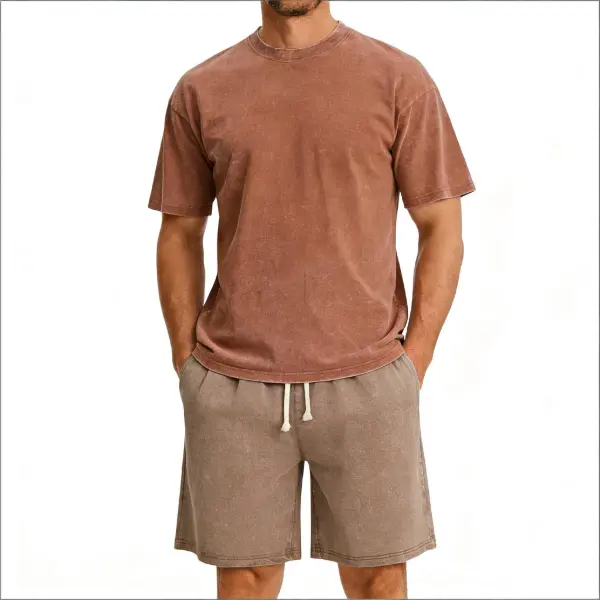 Brown + washed shorts in brown
