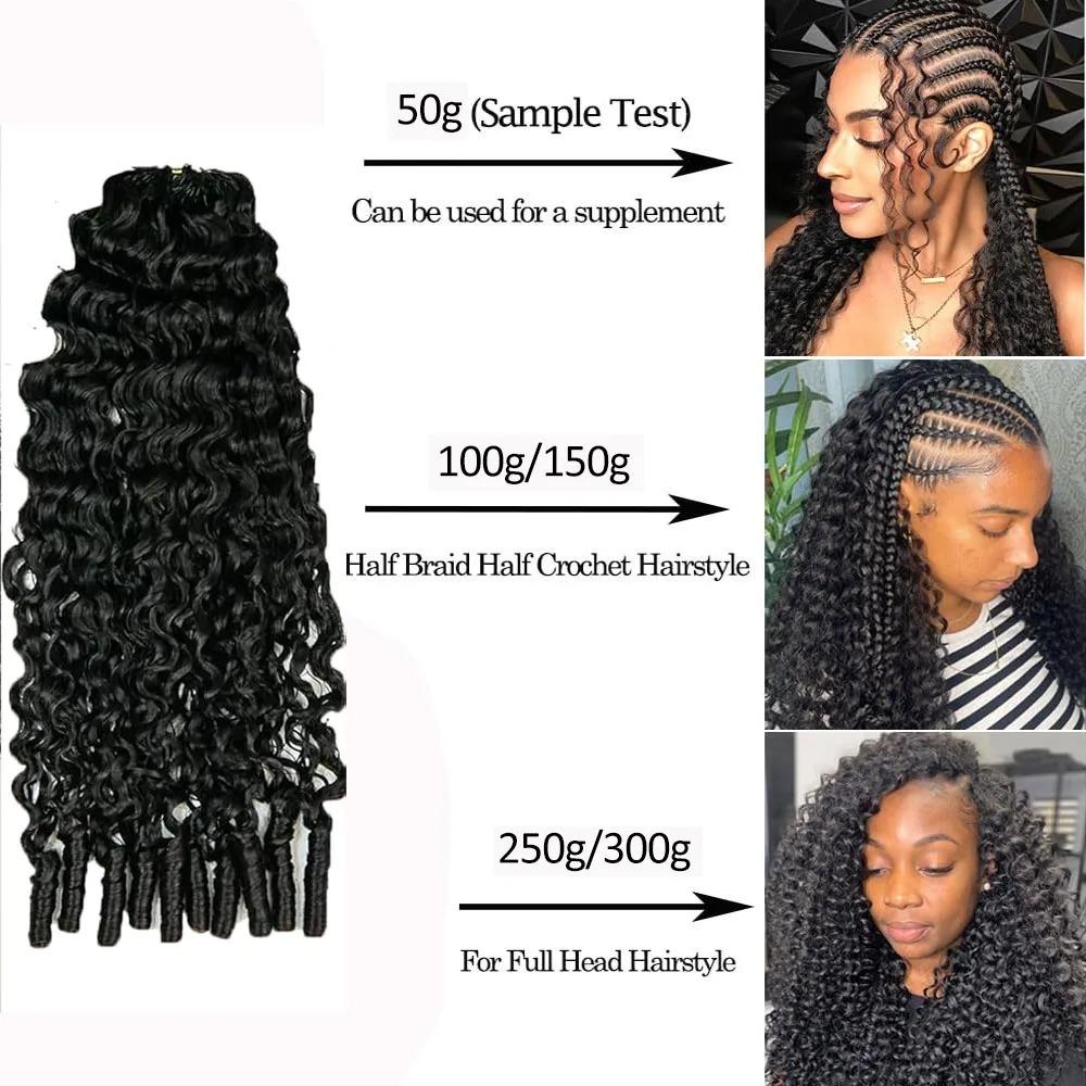 Truelian Crochet Hair Burmese Curly Human Hair Extensions Miracle Knots Pre-Separated 50g/Pack Knotless Boho Braids,5-6 Packs for Full Head